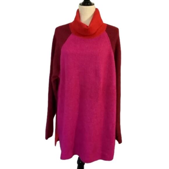 Lane Bryant Classic Turtleneck Colorblock Sweater in Very Berry 22 24 3X New - Picture 3 of 11